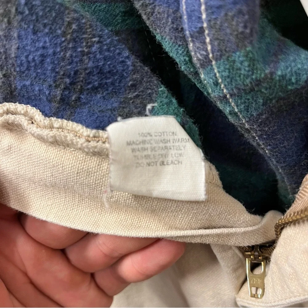 Vintage L.L. Bean Khaki Pleated Insulated Blanket Lined Tapered Pants 34x29